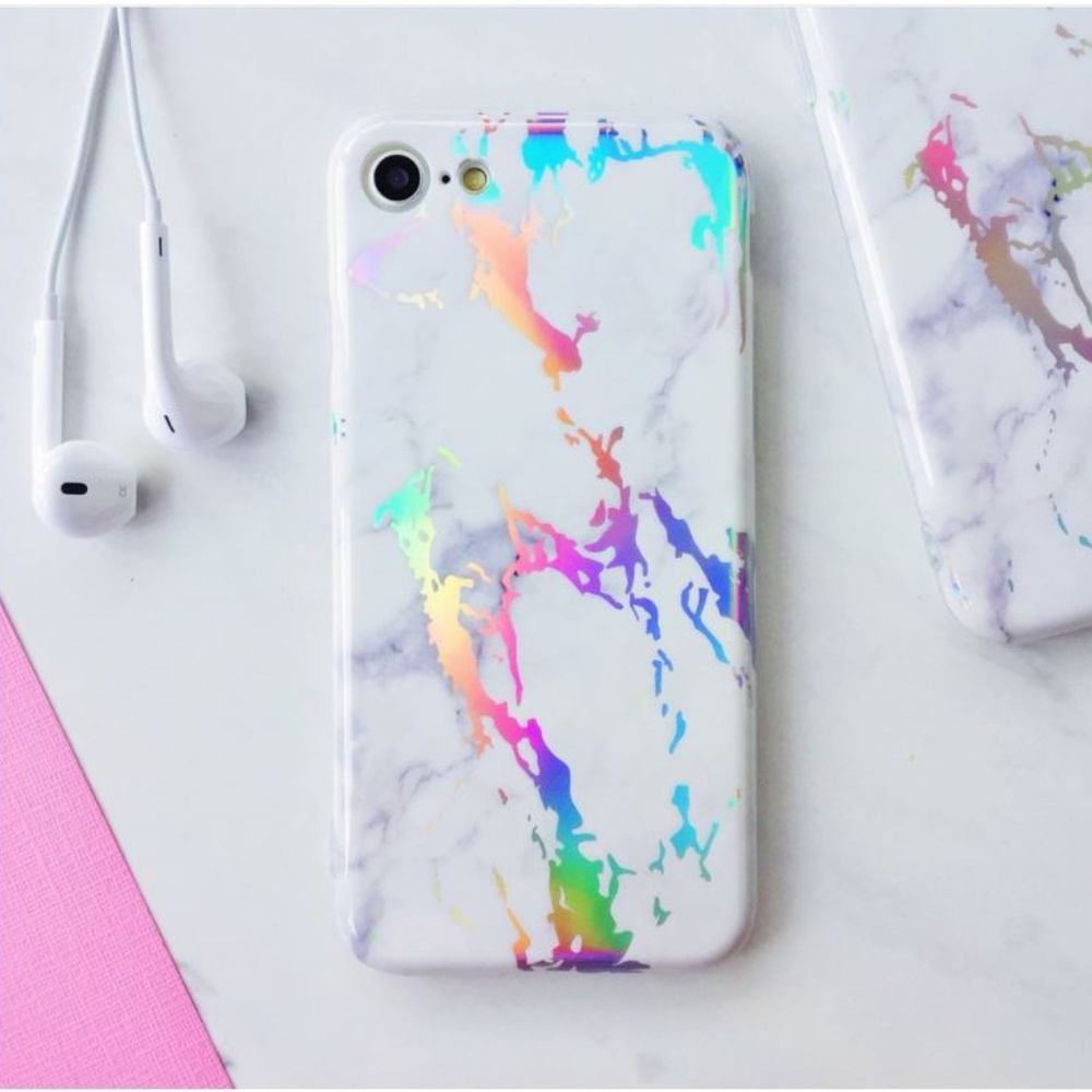 iiPhone White Holographic Marble Case - Picture 1 of 3